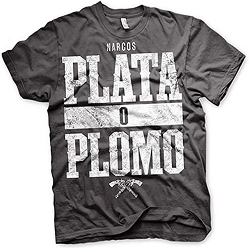 Narcos - Plata o Plomo T-Shirt - Dark Grey - XXX-Large Gray XL