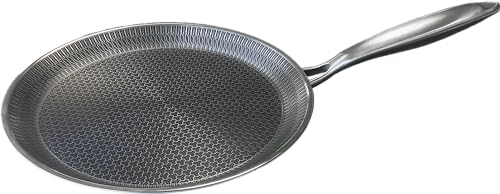 POELE A CREPES EXCELLIUM 3D - Poêle Anti-adhésive - Induction - Compatible Four - Résistante & Polyvalente - Nid d'Abeille anti-rayures - Manche anti-chaleur - 26 cm, Noir