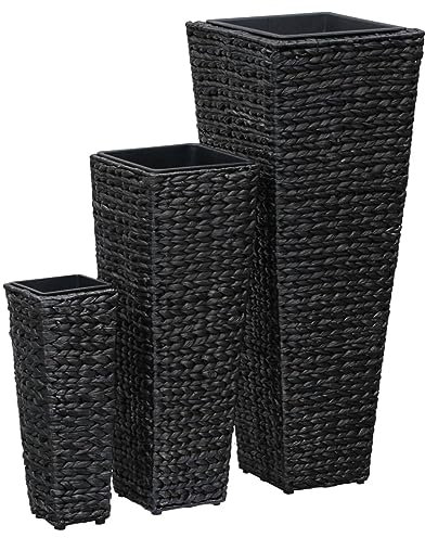 ShGaxin Lits surélevés de Jardin 3 pcs Jacinthe d'eau Noir,Bordure Pierre,Kit Gabion,Gabion Jardiniere