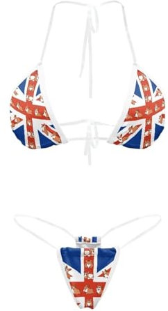 Dolyues British Flag Bikini for Women Two Piece Clear Strap Brazilian Bikini Sexy Transparent Straps Swimsuit Women's Mini Micro Thongs Bikinis