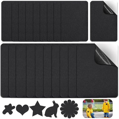 Prebarfun 20 Stück Nylon Flicken Selbstklebend Stoff, Daunenjacke Flicken Reparaturset 12.5x9.5cm/7.5x5cm, Selbstklebender, Wasserdichter Reparaturflicken Aufbügelflicken