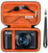 Supmay Hard Carrying Case for Canon PowerShot SX740/ SX730/ SX720/ SX620/ G7X Digital Camera, Protective Storage Bag with Zipper Mesh Pocket for Battery Pack, Charging Cable, USB Card, Black+Orange