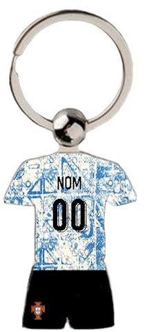 Porte Clé Football Portugal 2024 France Maillot Extérieur Personnalisable avec Nom et Numéro