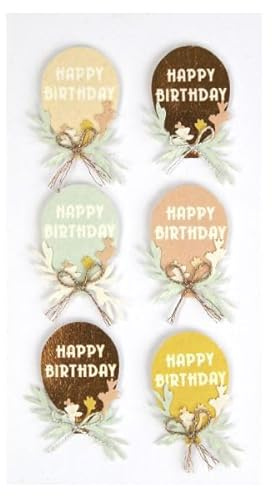 Artoz 3D-Sticker, Happy-Birthday-Ballon-Motiv, handgemacht, Schweizer Design, für Bastelarbeiten, Geschenke, Karten und Dekorationen…