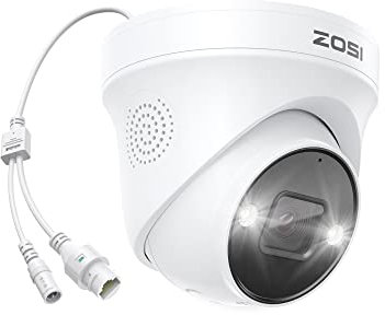 ZOSI 5MP Add-On PoE Überwachungskamera Aussen mit KI Personen-/Fahrzeugerkennung, 2-Wege-Audio, Farbnachtsicht, Nur Kompatibel mit eigenen PoE NVRs, C225