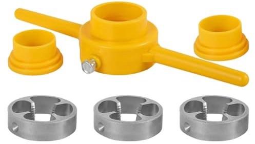 Kit de enhebrador de tubos de PVC, 6 piezas de terrajas redondas para roscar PVC, kit de corte de tubos reutilizable con terrajas de 1/2, 3/4 y 1 pulgada, incluye Sc