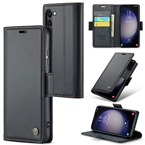 Rerzoiro Case for Samsung Galaxy S23 Wallet Case, RFID Blocking PU Leather Flip Folio Cover Card Holder Kickstand Shockproof Phone Case Compatible with Samsung Galaxy S23, Black