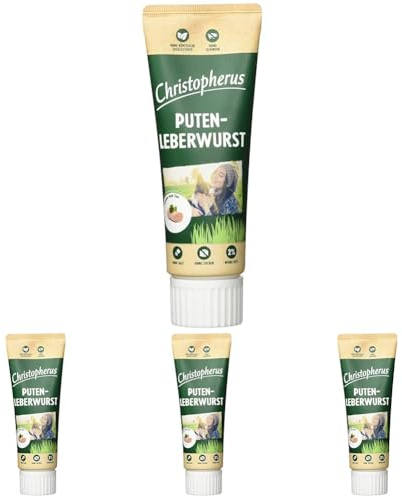 Christopherus Puten-Leberwurst für Hunde, 75 g (Packung mit 4)
