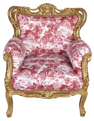 Sessel Prunksessel Polstersessel cat649 Palazzo Exklusiv (a - Gold, 61 Rococo rot)