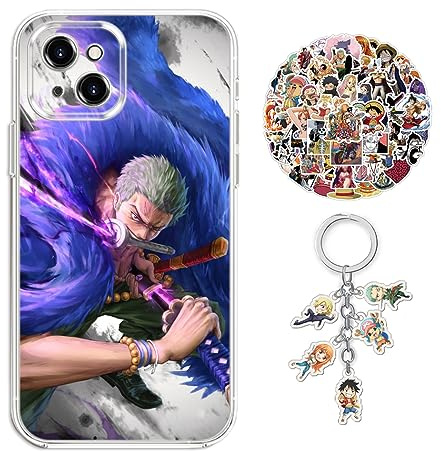 Staremeplz Compatible With iPhone 16 Pro One-Piece Luffy Anime Design Case [With Keychain and 50pcs Stickers] Cartoon Transparent Soft Silicona - Case 18