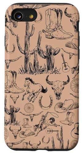 Western Vintage Rodeo Cowboy Collage Pferd Hülle für iPhone SE (2020) / 7 / 8
