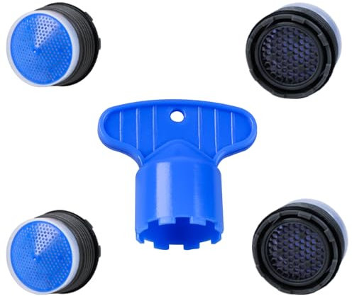 loghohu 4Pcs Tap Flow Restrictor 1Pc Tap Aerator Removal Tool Water Saving Flow Restrictor Set Tap Faucet Replacement Parts for Bathroom Kitchen Faucet Aerator Replacement