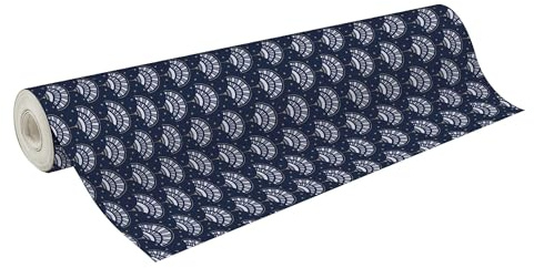 Clairefontaine 223915C - Rolle Geschenkpapier Tiny Rolls, platzsparend mit großer Länge 50x0,35m, Papier 80g, Fächer Blau, 1 Rolle