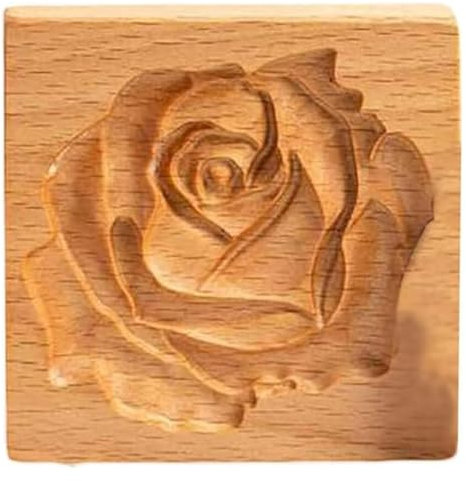 Biscuit Mould, Wooden Cookie Molds,Biscuit,Cookie DIY Biscuit Baking Mould Wooden 3D Rose Press Stamper for Party Wedding Kitchen Supplies