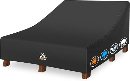 Zettum Sonnenliege Doppelliege Abdeckung für 2 Personen, 600D Oxford PU Gartenliege Abdeckung, Wasserdicht & Heavy Duty Abdeckhauben für liegen, Liegestuhl abdeckplane (213 X 140 X 81 cm)