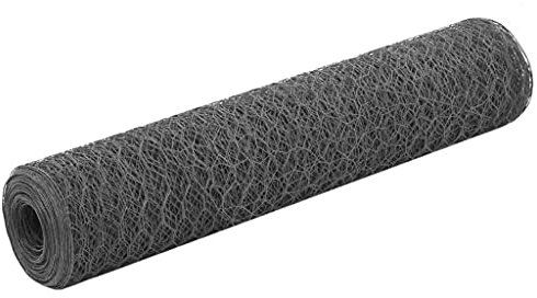 Homgoday Drahtzaun Stahl mit PVC-Beschichtung 25x0,75 m Grau Model143278