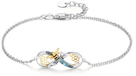 ABIGY Biene Unendlich Armband 925 Sterling Silber Biene Armband Unendlichkeit Schmuck Weihnachten Geburtstag Neujahr Jahrestag Schmuck Geschenke für Ehefrau Mutter Tochter Schwester Freundin