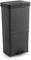 PEGANE Poubelle de tri sélectif à pédale, poubelle de recyclage – 3 compartiments coloris noir, 70 L - Longueur 39 x Profondeur 30 x Hauteur 76 cm