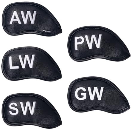 Andux 5Pack PU Golf Wedge Irons Club Head Covers NO. on both Sides with Hook & Loop Closure MT/S20 （Black）