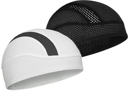 Dryxog 2 StüCk FahrradmüTze Unter Helm, Fahrrad MüTze, HelmmüTze, Cooling FahrradmüTze Unter Helm, DüNn Fahrrad Unterhelm MüTze, UnterziehmüTze, Sport Fahrradkappe Passt Unisex