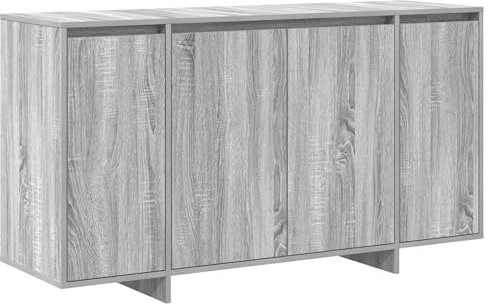 vidaXL Modern Grey Sonoma Sideboard for Dining Room Storage Buffet Durable Wood Material with 4 Doors and 2 Shelves Stylish Furniture with Elegant Cabinet Design Cool Solutions