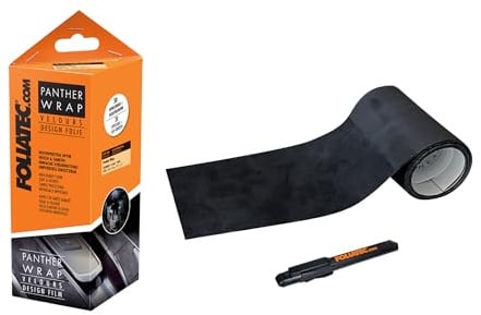 Foliatec Cockpit Designfolie Panther Wrap (Alcantara-Optik) - Schwarz - 15x140cm | Velours Design Folie