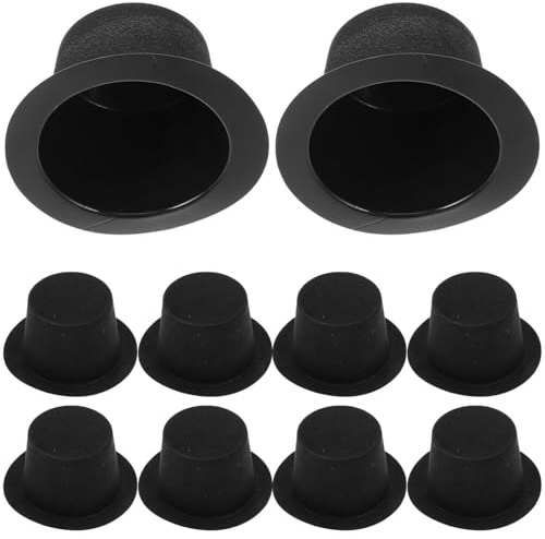 BESPORTBLE Mini-Zylinder In Schwarz: 10 Stück 2 52 Zoll Kleine Hüte Mini-Zylinder Aus Kunststoff Für Schneemann Weihnachtsmann Basteldekor