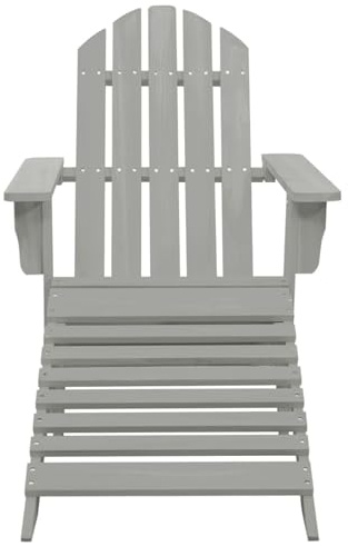 Homgoday Gartensessel mit Fußstütze Holz Grau Gartenstühle Model45700