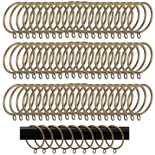 YKUKIZEE 100PCS 50mm Antique Brass Curtain Rings With Eyelet Metal | Bronze Copper Curtains Pole Ring, Rustpoof, for Window Rail, Door, Shower Rods