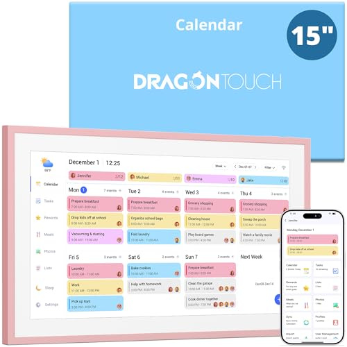 Dragon Touch Digitaler Bilderrahmen, 39,6 cm (15,6 Zoll), Rosa