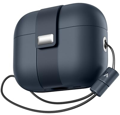 SURITCH Custodia Compatibile con AirPods Pro 3 (2025),Custodie con Chiusura Magnetica Antiurto per AirPods Pro 3 Generazione, Cover Protettiva Resistente con Laccetto Elegante da Appendere（Blu）