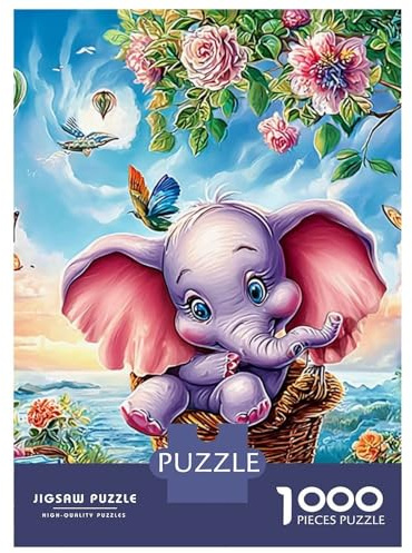 Dumbo Nacht 1000 Stück 3-Layer Karton Elefant on Bike Puzzle, Unmögliche Herausforderung Erwachsene, Stresslinderung, Wanddekoration & Familien-Spielnacht-Geschenk 38x26cm/1000pcs