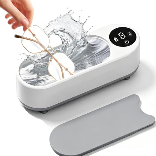 Pulitore Ultrasuoni, Lavatrice Ultrasuoni Occhiali, Pulitore Portatile per Occhiali, 380 ml di Capacità per una Pulizia Profonda a 360 Gradi,Ultrasonic Cleaner per Anelli, Orecchini, Orologi