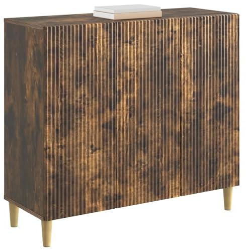 vidaXL Sideboard Geräucherte Eiche 89 x 34,5 x 80 cm Holzwerkstoff, Wohnzimmer, Vintage Sideboard, praktischer Stauraum, rechteckiger Schrank, stilvoll mit schmalen Beinen