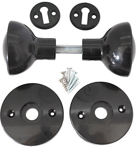 4X Black Round Mortice 50mm Door Knob Sets
