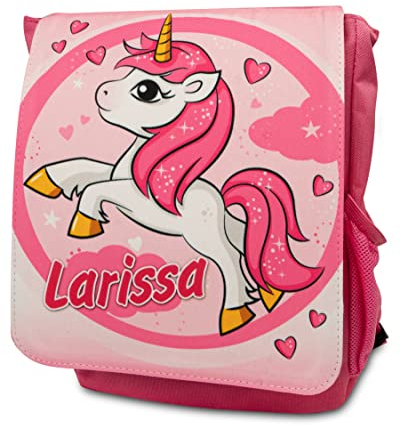 Unikatolo Kinder-Rucksack mit Name personalisiert, Kindergartenrucksack - Kita-Tasche bedruckt Geschenk-Idee Mädchen Kindergeburtstag Einhorn - Pink