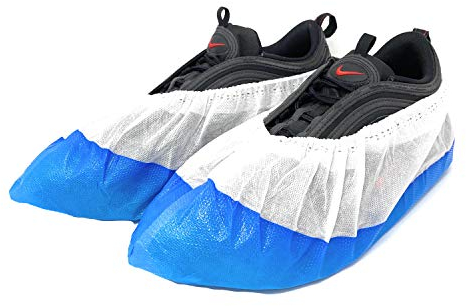 AQASKIN - Copriscarpe [50 pz] Monouso Impermeabile Antiscivolo ad Alta Resistenza, Calzari Usa e Getta in CPE + TNT EXTRA RESISTENTI.