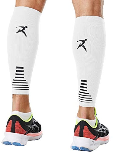 Calf Compression Sleeves for Men & Women (Ideal for Sports, Running, Shin Splints & More) (One Pair) (White) (Extra Large) [XL]