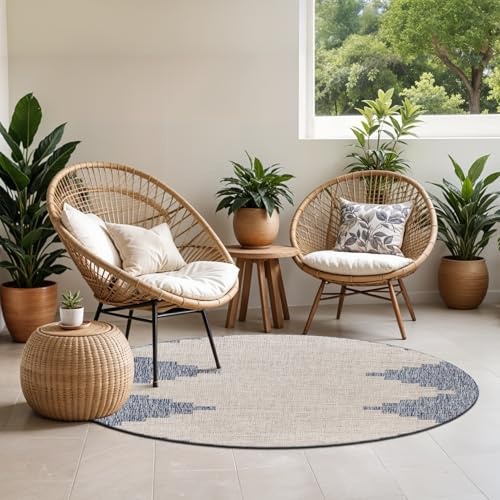 Livabliss Rubal Lagada Indoor Outdoor Round, Kitchen – 160 cm, Navy & Grey