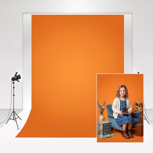 Kate Foto Hintergrund Leinwand Orange 1,5x2,2m Fotohintergrund Mikrofaser für Porträt Neugeborenen Fotografie Hoch gesättigte Farben Hintergrund Fotostudio Hintergrund Fotografie