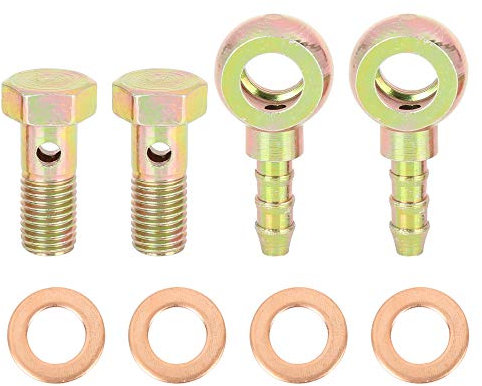 X AUTOHAUX 8mm Banjo Hose Barb Bolt Fittings Metal for Motorcycle Car 2 Sets