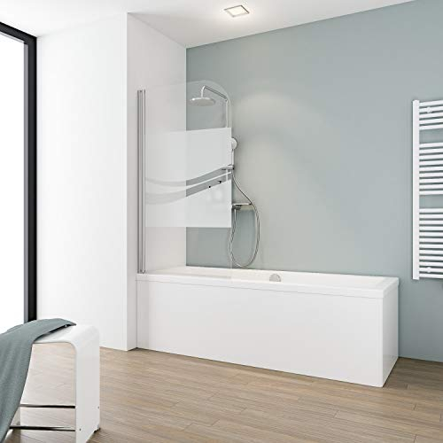 Schulte pare-baignoire 80 x 140 cm, profilé aspect chromé, montage gauche droite, écran 1 volet pivotant, 180° contre le mur, verre de sécurité 5 mm anticalcaire, sérigraphié, joint d'étanchéité