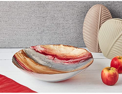 Anton Studio Designs - Dune Bowl - Diameter 32 cm - Multi Coloured Decorative Glass Bowl for Home and Holiday Decoration
