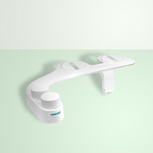 Omigo Element+ Dual Temp Bidet-Aufsatz, nicht elektrisch, dünn, modernes Design, spezielle selbstreinigende Düsen hinten und vorne, mit intuitiver Druckregelung