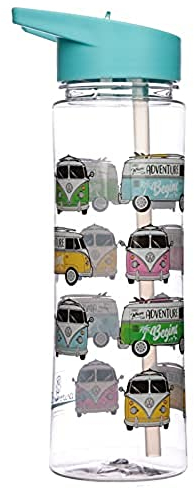 Puckator Volkswagen Bulli VW T1 Surf Adventure wiederverwendbare Wasserflasche aus bruchsicherem Kunststoff 550ml