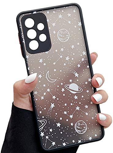 ZTOFERA Handyhülle für Samsung Galaxy A32 5G (Nicht für A32 4G), Planet Stern Universum Muster Stoßfest Schutzhülle Matt Harte PC Rückseite Hülle mit Silikon Bumper Cover, Weiß Sky