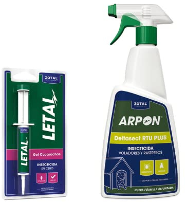 Pack LETAL® Gel Cucarachas + ARPON® Deltasect RTU PLUS 250 ml | Pack insecticida de amplio espectro, adecuado para amplia gama de insectos voladores y rastreros | Insecticidas de acción rápida | Zotal