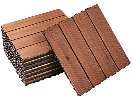Holzfliesen Balkon Ineinandergreifende Terrassenplatten, 30 X 30 cm Quadratische Komposit-Terrassenfliesen, Wasserfest Für Bodenbeläge Im Innen- Und Außenbereich (Size : 66pcs)