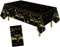 PLULON Frohes Neues Jahr Tischdecke Kunststoff Tischdecke 2025 Neujahr Tischdecke Schwarz und Gold Frohes Neues Banner für Silvester Party Feier Festival Home Wand Tischdekoration