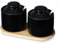 ONTUBE Ceramic Sugar Bowl with Lid and Spoon Set of 2,Porcelain Seasoning Box Salt Bowl with Tray,8oz (Black)
